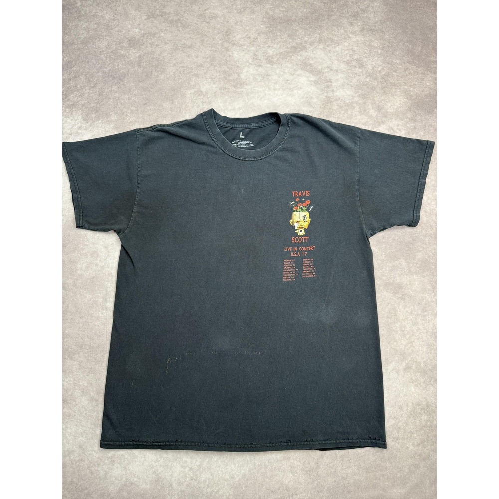 Travis Scott Shirt Mens Large 2017 Live Concert Tour Rap Tee Music Cactus Jack‎